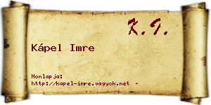 Kápel Imre névjegykártya