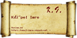 Kápel Imre névjegykártya